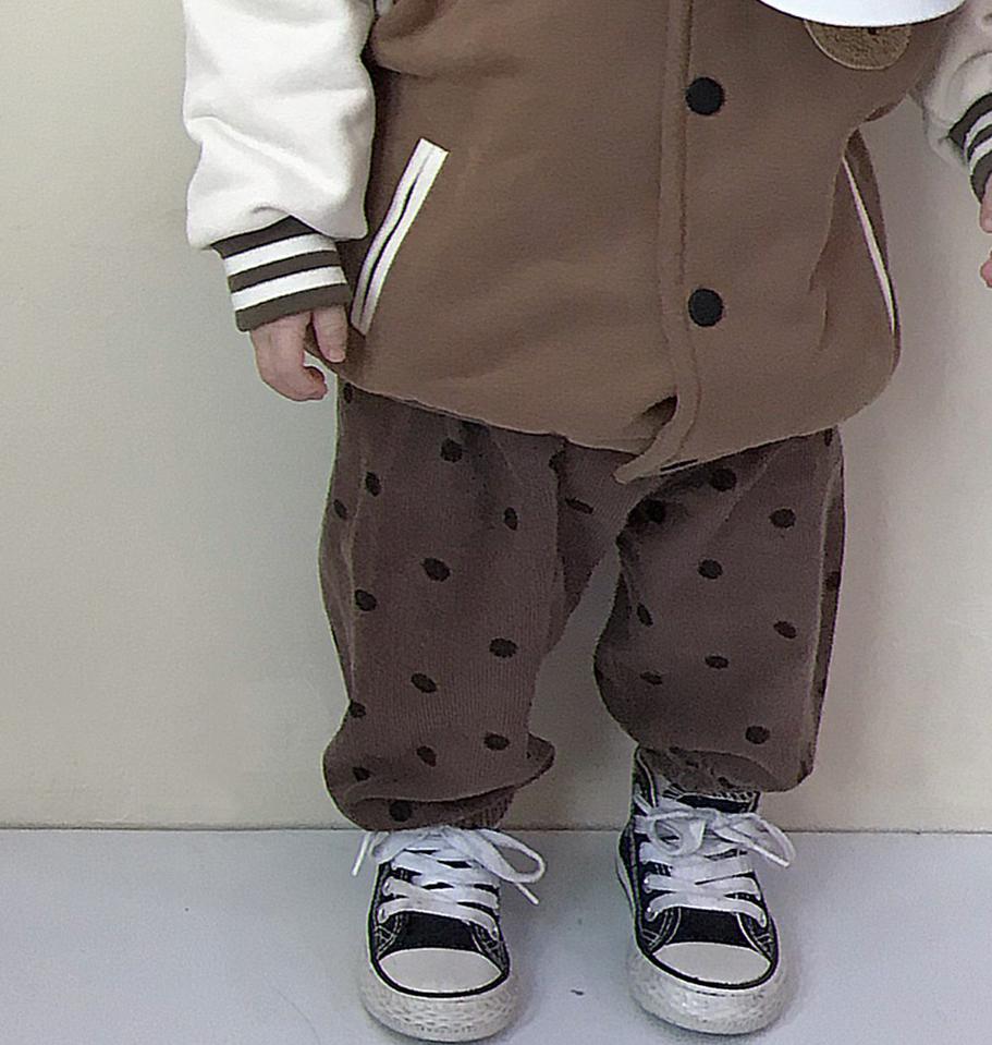 9252 Kinderen Kleding Patchwork Lange Mouwen Baseball Jassen Herfst Winter Meisje Beer Baseball Jas Jongen Koffie Dot Broek: coffee dot pant / 120cm