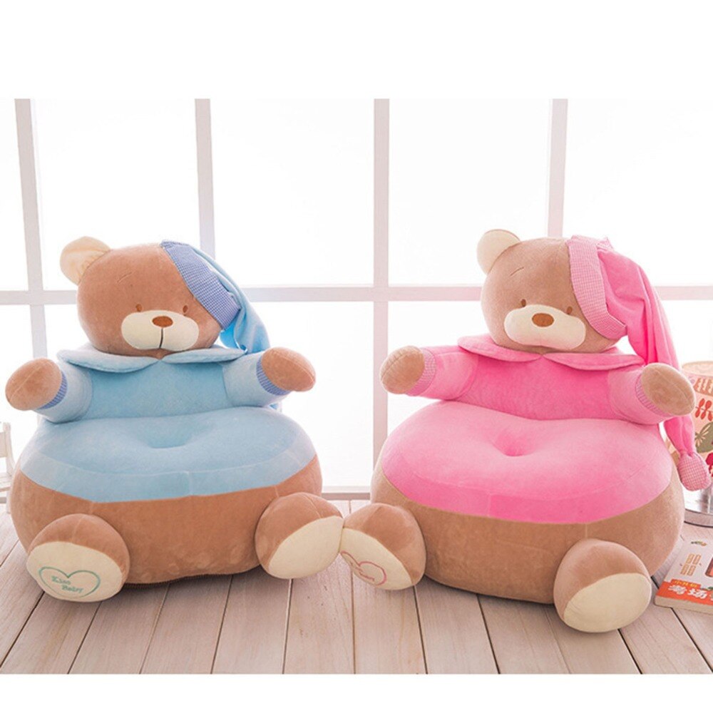 Baby Kids Cute Cartoon Bear Bean Bag Sofa Chair Slipcover No Filler Boy Girl Children Soft Velvet Puff Floor Seat Sofa Washable