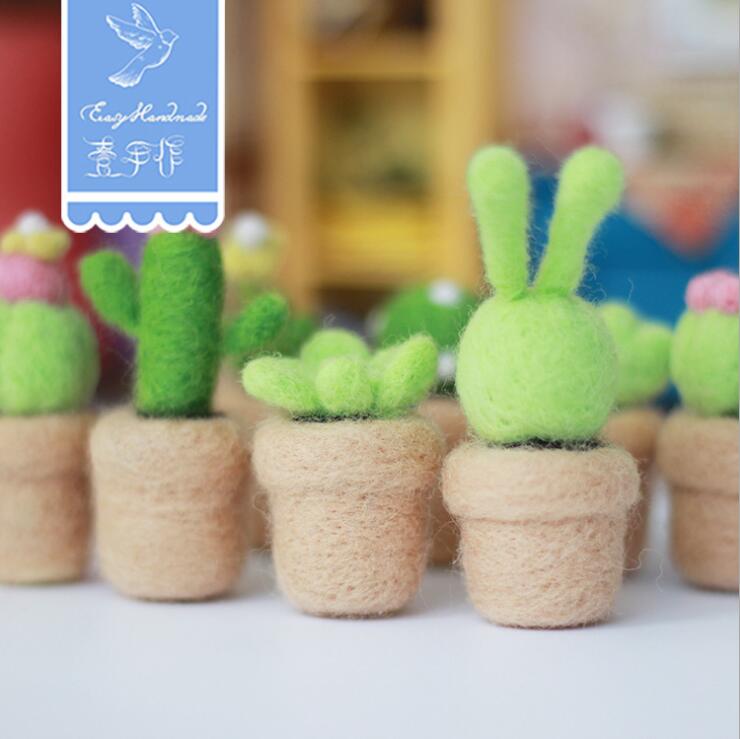 An ebullient succulent plant wool needlepoint kit wool felt needle felting keychain craft needlecraft DIY handmade