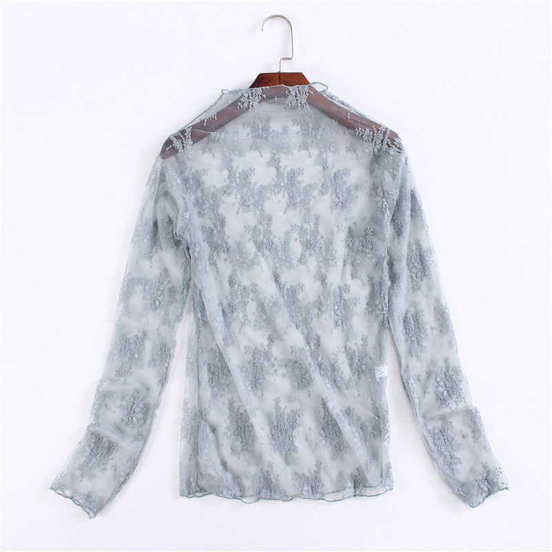 Netten, bottom shirts, lange mouwen, kant tops.: Grijs