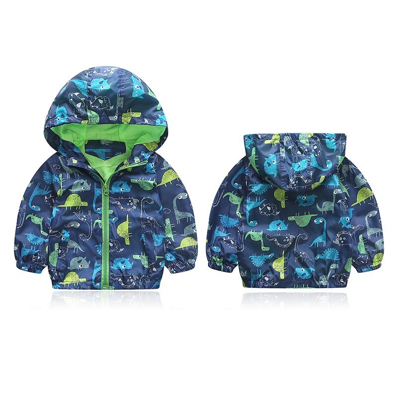 Dier Windjack Kinderen Jongens Jas Dinosaurus Baby Bovenkleding Jassen Jongens Kids Hooded Kinderen Kleding 90-120 cm