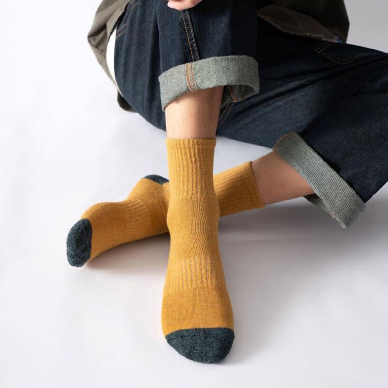5 paar japanse katoenen herensokken dikke badstof lange sokken heren zakelijke herfst winter warme sokken calcetines meias