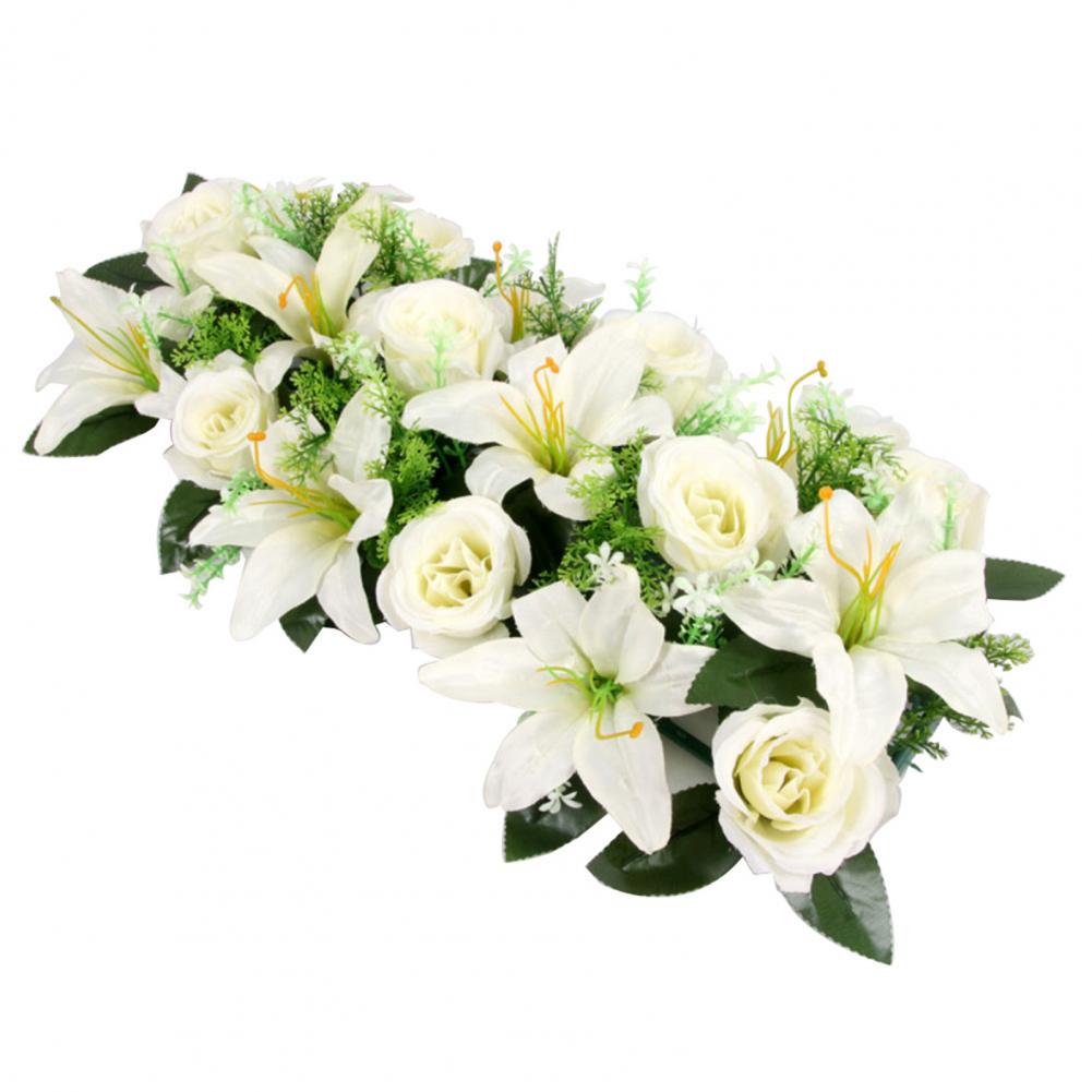 42cm Artificial Flowers Chic Shape DIY Artificial Rose Flowers Garden Fence Wedding Home Decoration Garland Table Decor Flower: Milky White