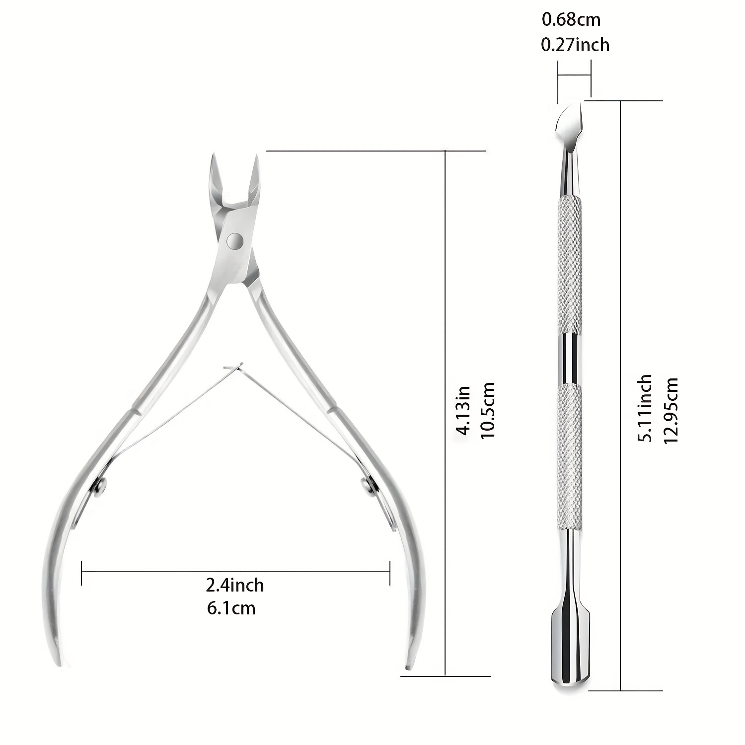 1/2 Stuks Professionele Rvs Cuticle Trimmer Met Cuticle Pusher - Cuticle Remover Cuticle Nipper Cuticle Cutter Clipper