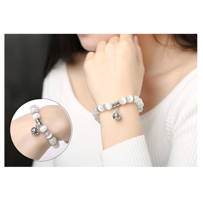 Breloque en cristal rose Bracelets et Bracelets en argent pour femmes avec perles Bracelet en argent Femme amour bijoux