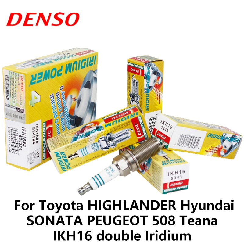 4pieces/set DENSO Car Spark Plug For Toyota Highlander Hyundai Sonata Peugeot 508 Teana Dodge Chrysler double Iridium IKH16