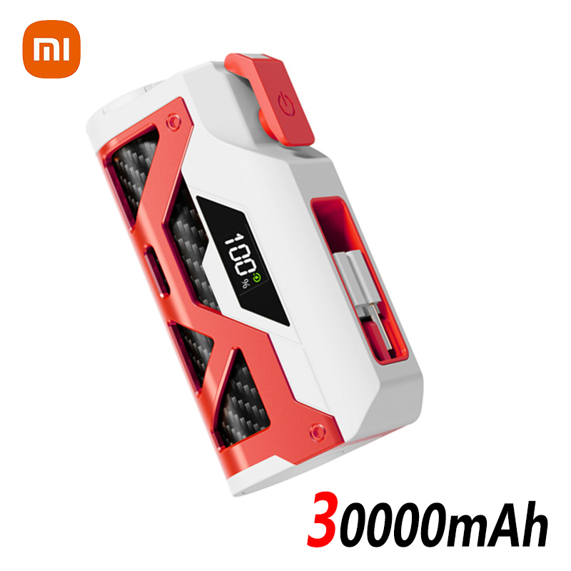 Xiaomi Mini 50000mAh Capsule Power Bank Grote capaciteit Externe batterij Ingebouwde kabel Snelle oplader voor Type-c iPhone Huawei: Donkergrijs