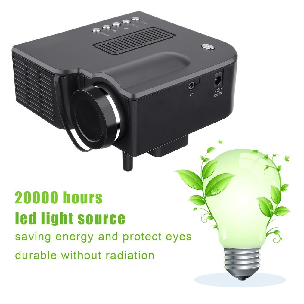 YG300 Mini Projector Full HD1080P Home Theater LED Projector LCD Video Media Player Projector Yellow & White