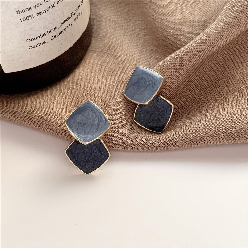 Pendientes marrones Vintage mate para mujer, aretes colgantes de Metal a la , joyería de tendencia , novedad de otoño e invierno: 3