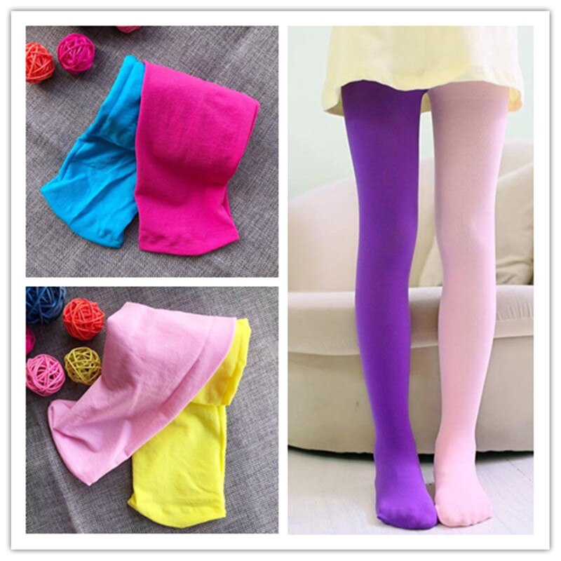 Medias de algodón de Color caramelo para niñas, pantalones de de retales, medias de baile para niños, medias cálidas en invierno