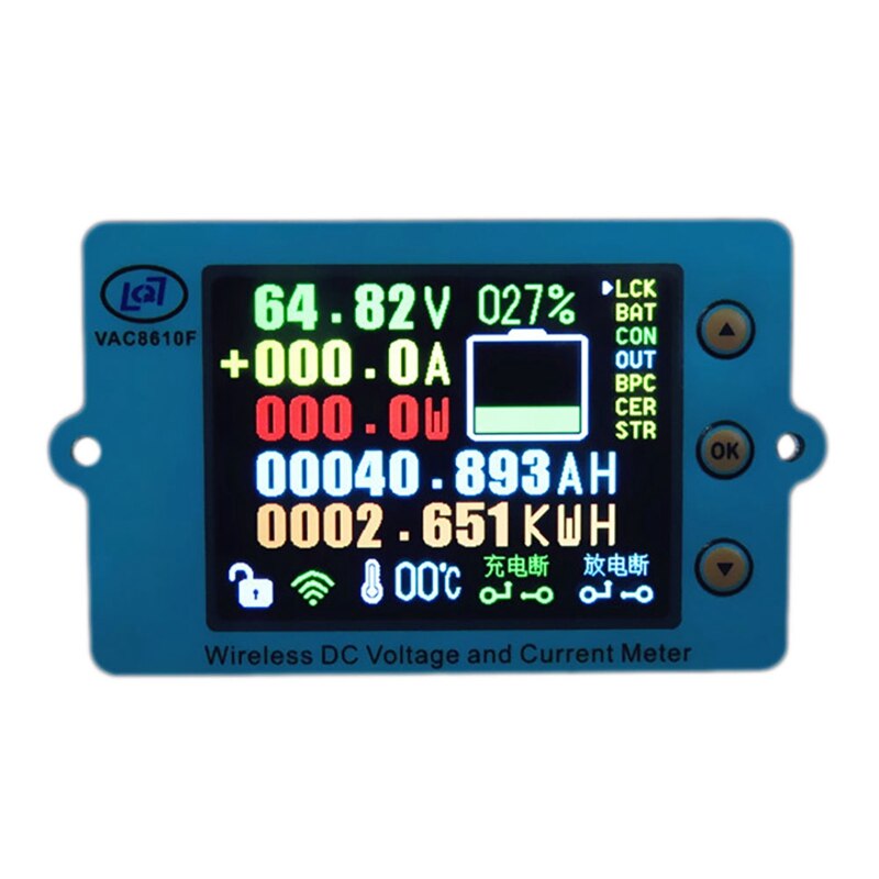2.4 Inch Kleurenscherm Draadloze Voltmeter Amperemeter Dc Lcd Display Spanning Stroomsterkte Detector Volt Amp Tester: green