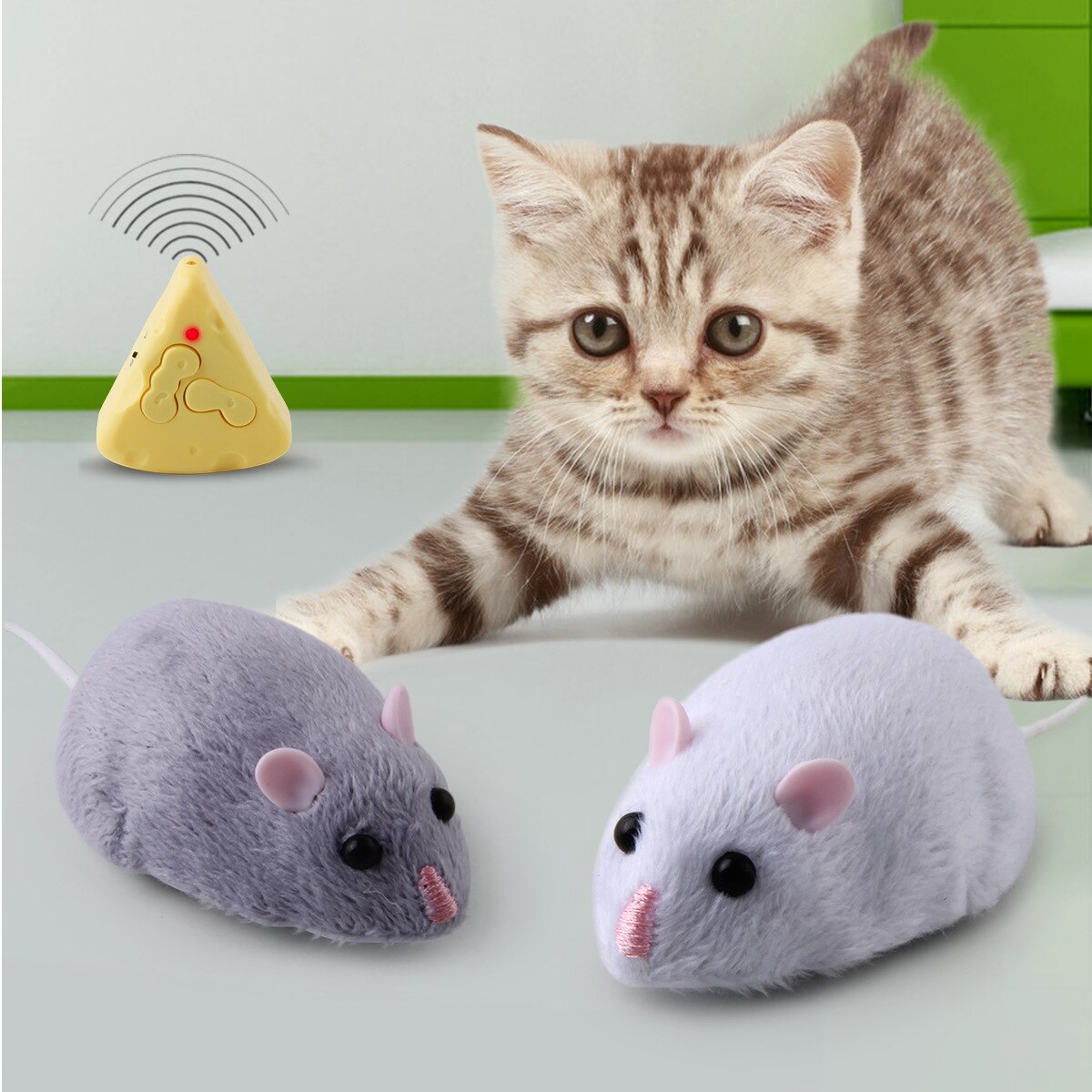 Ratón de Control remoto inalámbrico, juguetes de emulación, Mini ratón electrónico esponjoso, juguete para gatos y perros,