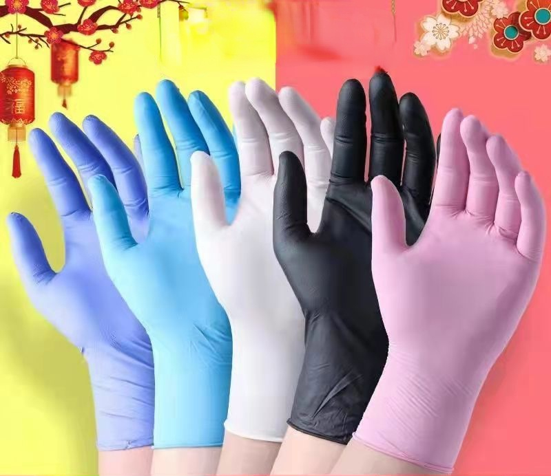 Gants jetables en Nitrile rose bleu, 100 pièces, protection anti-allergie, pour les mains, pour le travail, la cuisine, la vaisselle, mécanicien