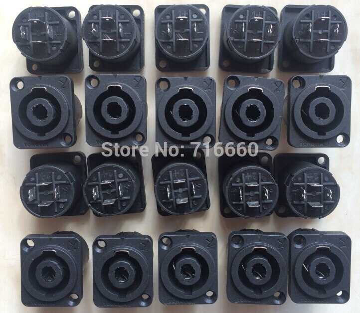 20 Stks/partij 4 Pole Chassis Connector, 4pin Speakon, Vrouwelijke Panel-Mount Connector Voor