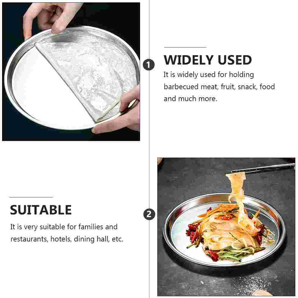 Stainless Steel Plate Food Serving Plate Dessert Plate Practical Storage Tray