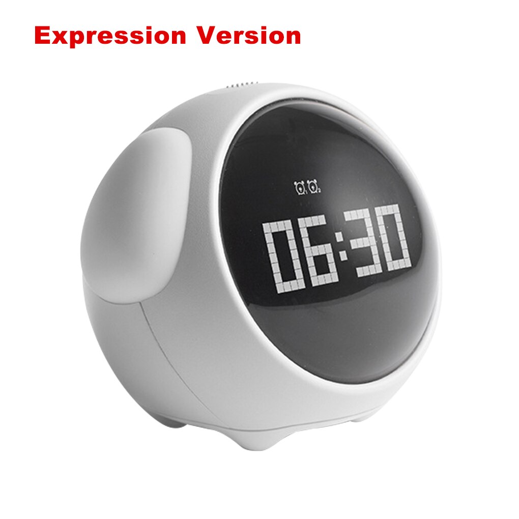 Cute Expression LED Alarm Clock Child Voice Control Bedside Voice Control Night Light Snooze Chargeable Child Alarm Clock: A