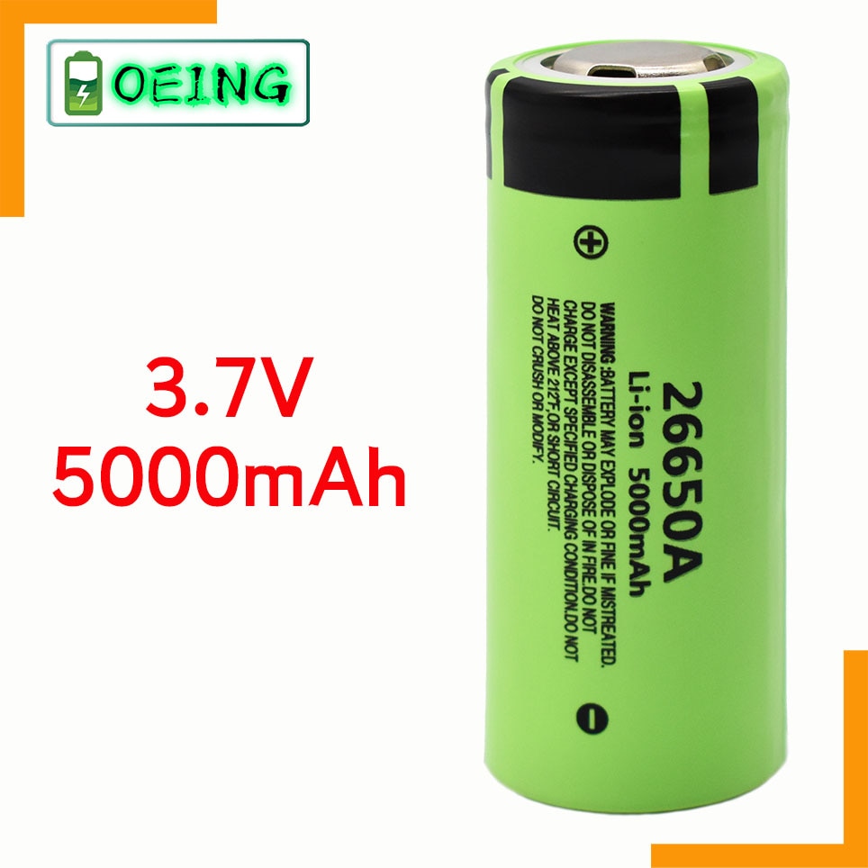 100% Originele 26650A 3.7V 5000Mah Hoge Capaciteit 26650 Li-Ion Oplaadbare Batterijen