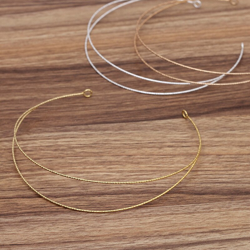 3pcs Metal Hairband Screw Two-line Bride Crown Headdress Gold Head Hair Bands Wire Base Setting Jewelry Components Wedding