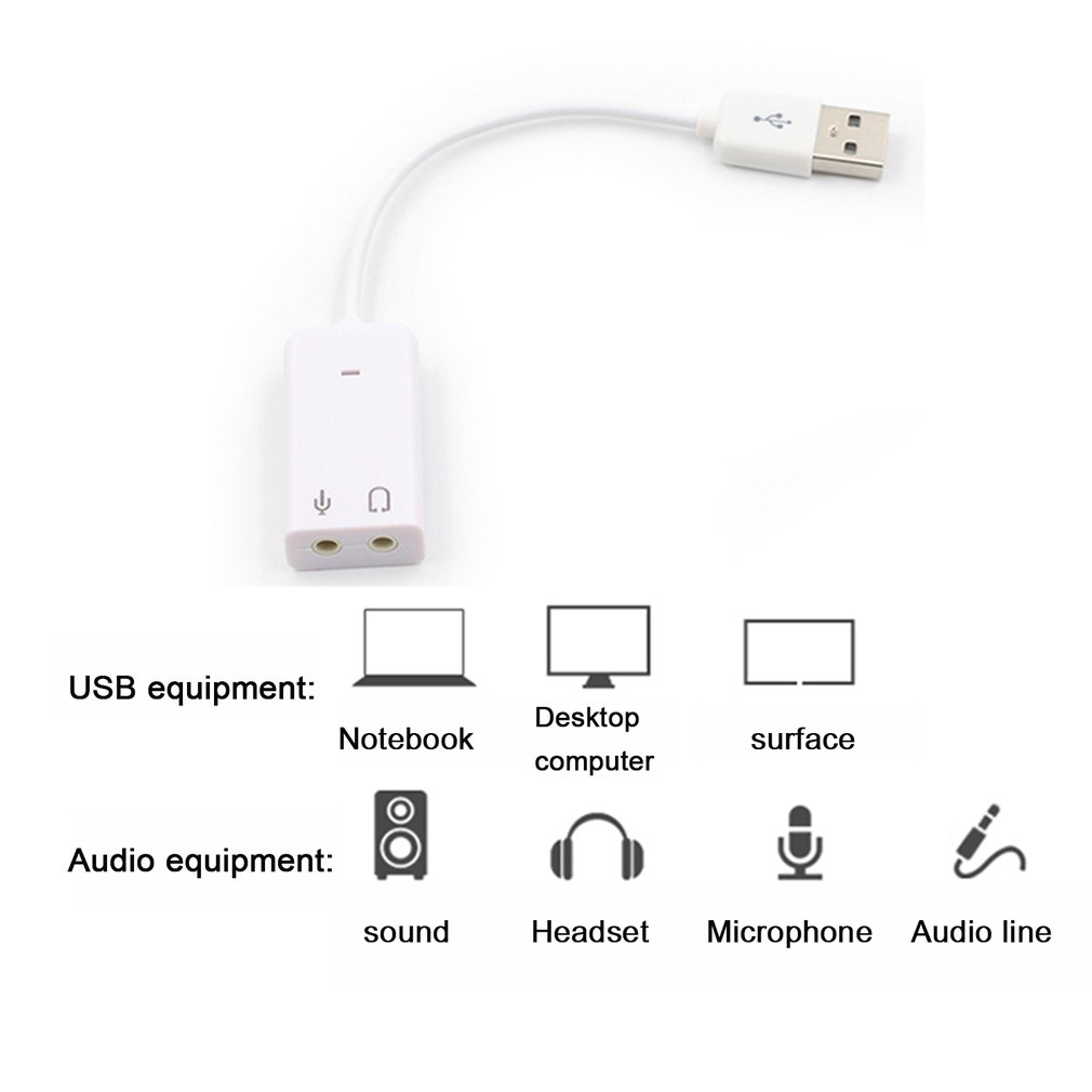 Externe Usb Geluidskaart 7.1 Adapter Usb Naar 3D Virtual Sound Audio Headset 3.5Mm Jack Voor Laptop Notebook