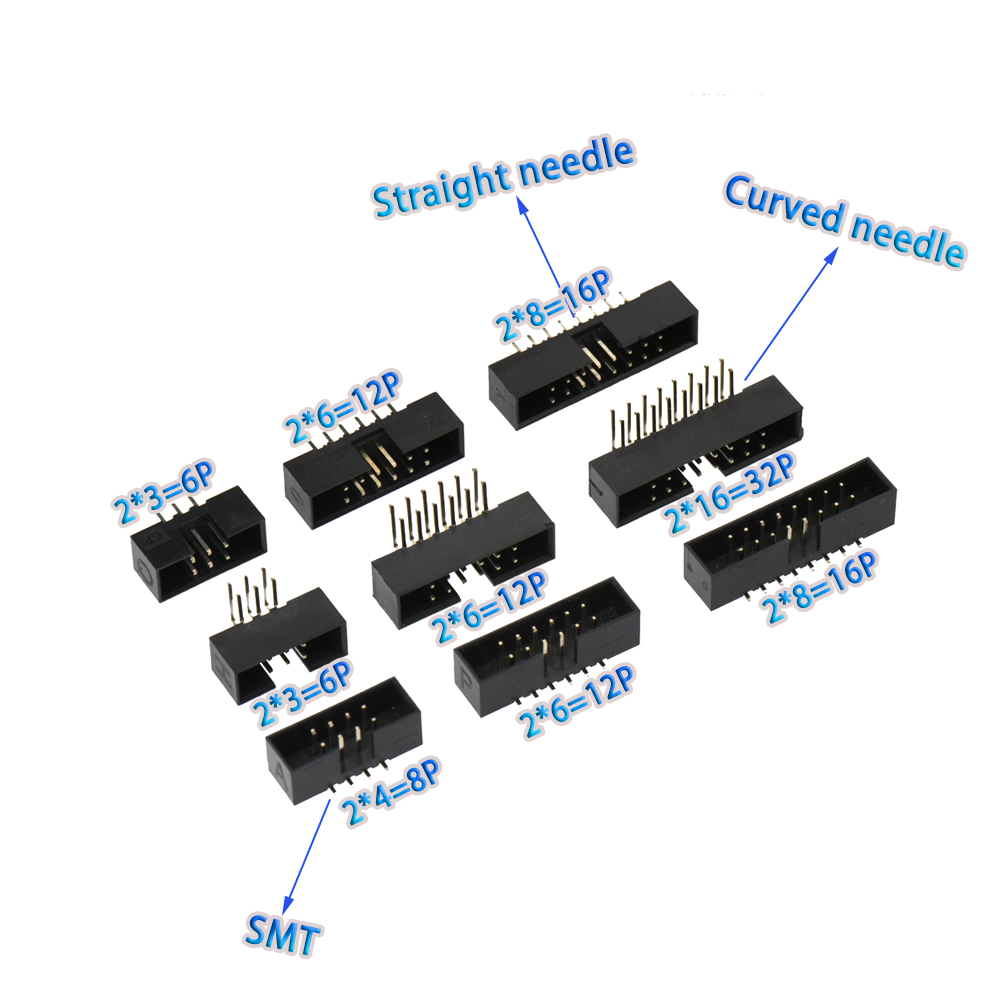 10Pcs DIP/SMT 6/10/26/34/40Pin 1.27mm Pitch Male Socket Straight Idc Box Headers Pcb Connector Double Row 10p/20p/50p Dc3 Header