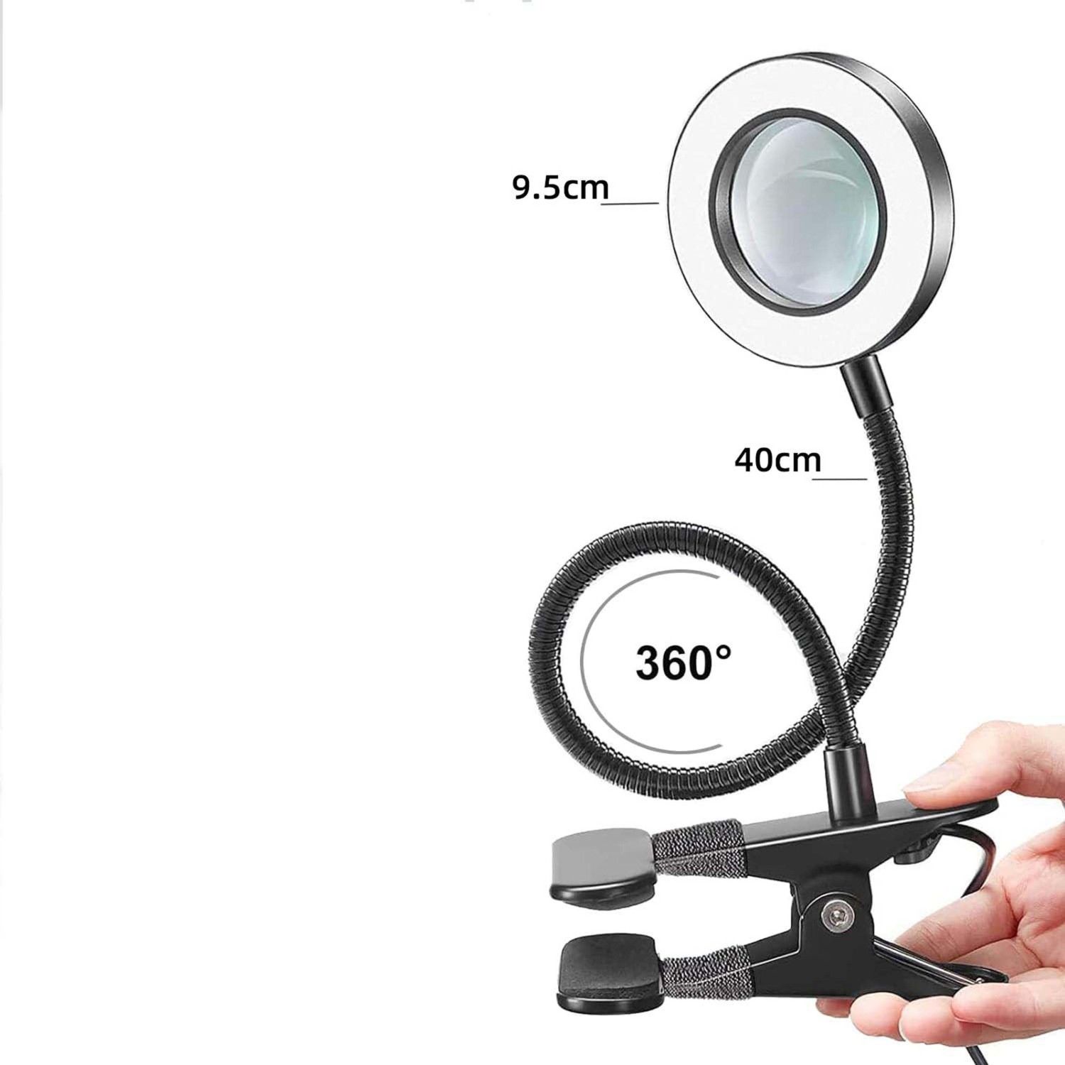 Loupe à Clip 10X avec motif de lampe, broderie de manucure et de cils, lampe spéciale pour Salon de beauté, noir et blanc, argent