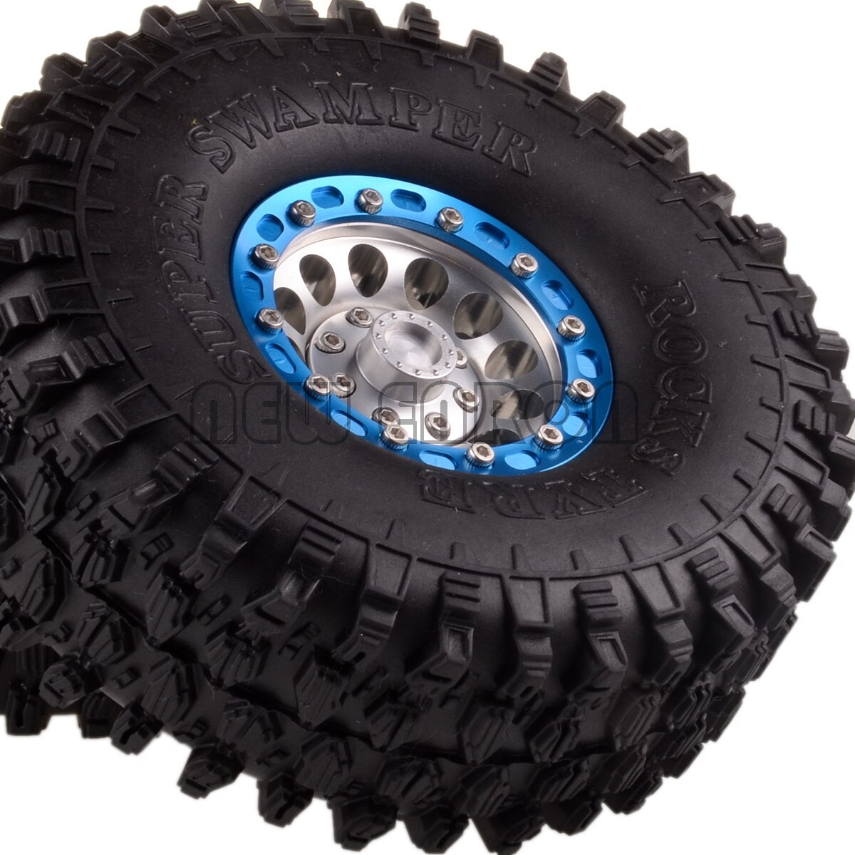 ENRON 1P 1.9" Metal Wheel RIMS & 120mm Super Swamper Rocks Tyre Tires RC 1/10 1:10 Rock Crawler Axial SCX10 SCX10 II 90046: SILVER BLUE SILVER