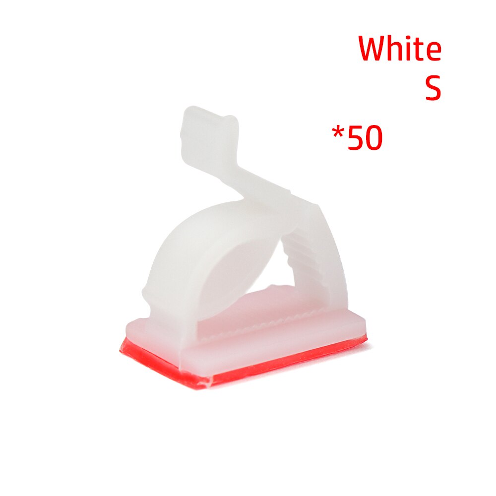 50pcs Self Adhesive Cable Clips Wire Organizer Line Clasp Desktop Charger Cable Fastener Fixer Storage Holder Multipurpose: S	white