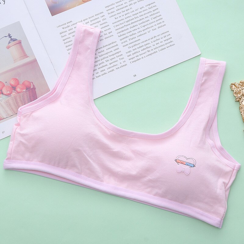 Sujetador para niñas, Tops cortos para adolescentes, ropa interior transpirable, barras de entrenamiento deportivo para niños, letras, ropa de algodón suave para adolescentes: 3