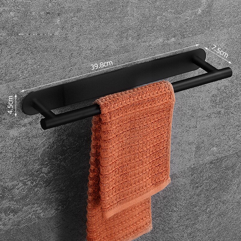 Zelfklevende Badkamer Accessoires Set Geen Boor Borstel Afwerking Zwarte Handdoek Bar Handdoek Haak Handdoek Keuken Wc Handdoek Houder Zilver: Type 2 Black