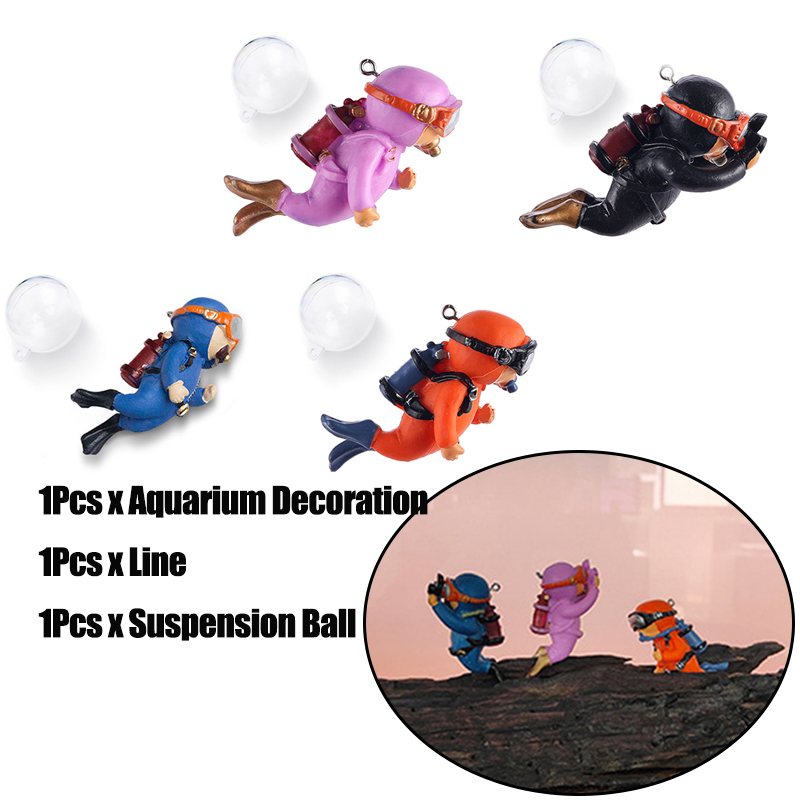 Resin Craft Ocean Scene Layout Accessories Aquarium Decoration Home Office Durable Miniature Fish Tank Floating Diver