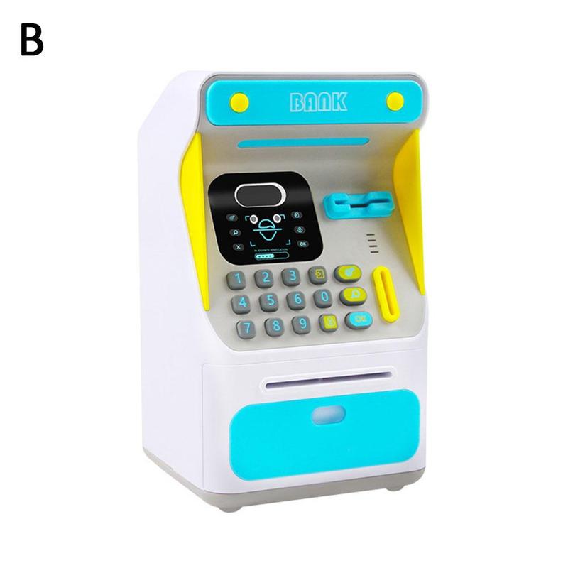 2 stücke Simulierte Gesicht Anerkennung Atm Maschine Spielzeug Sicher Piggy Bank Frühen Geld Für Kinder Sparen Sie Pädagogisches: Himmel Blau