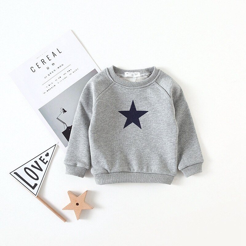 Baby dreng sweatshirts spædbarn pige langærmede toppe afslappet efterår sweater stjerne toddler drenge hættetrøje vinter t-shirt tøj: Gr / 9m