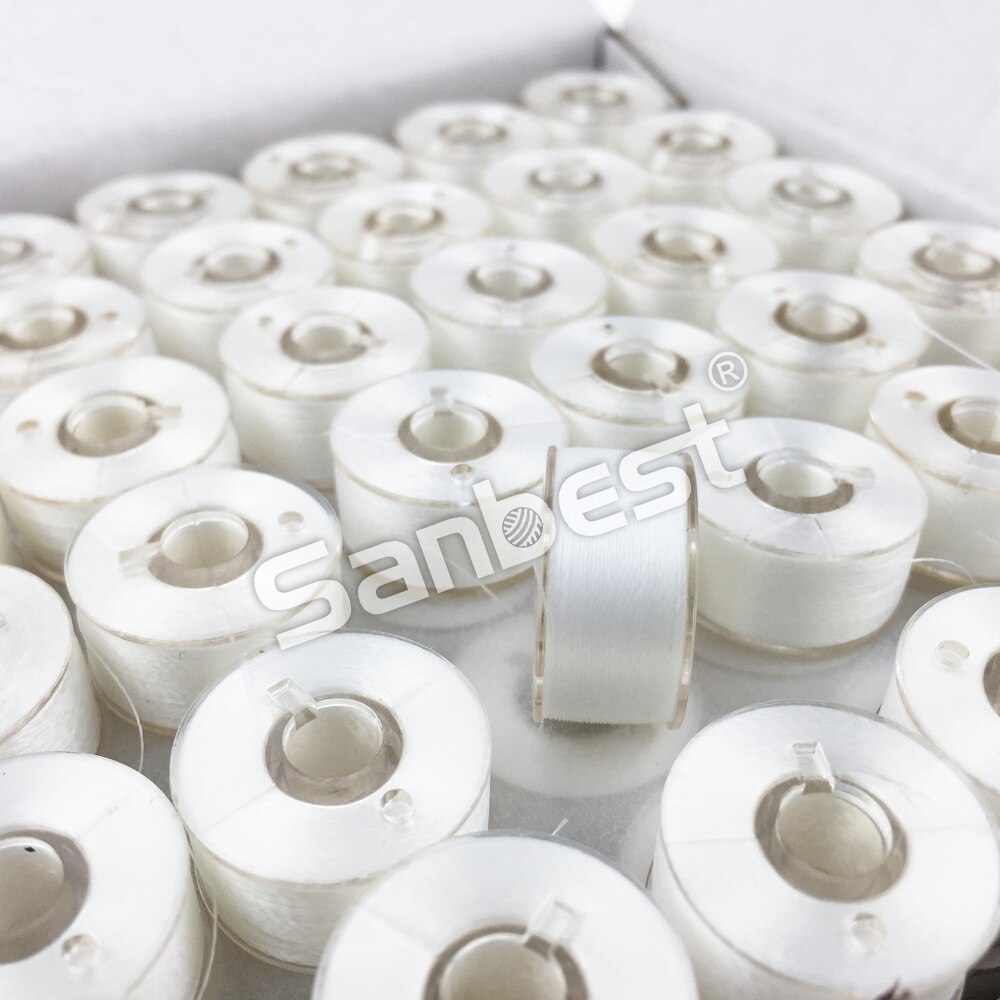 Sanbest Class 15 Prewound Bobbin Thread For Machine Embroidery White &amp; Black High Tenacity 60wt/40wt A Size TH00023