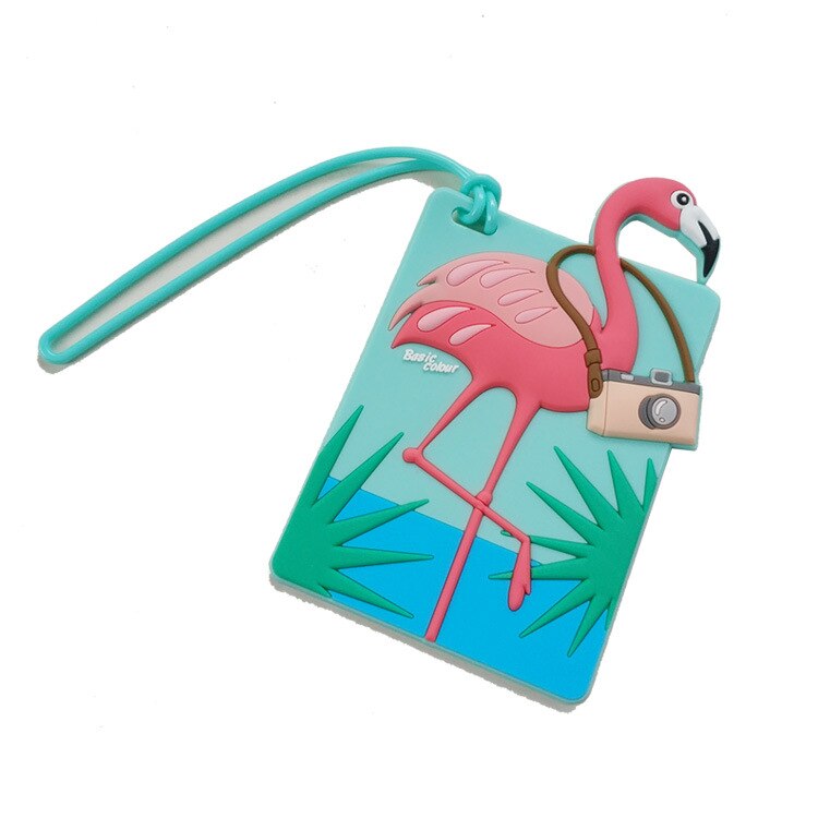 Super !! Etiqueta de silicone para bagagem com desenhos de animais flamingo, etiqueta para malas, acessório de viagem, suporte de endereço de identificação: 2