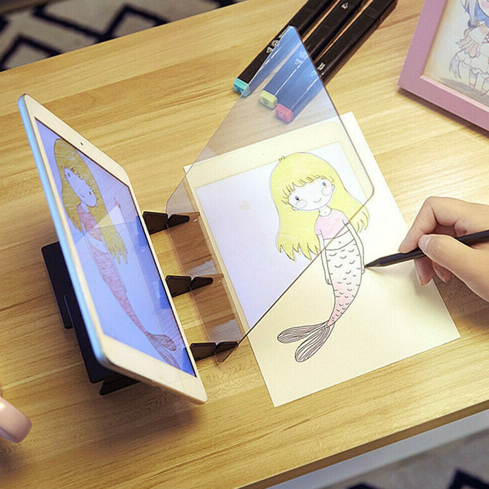 Herramienta para chico, dibujo, proyector, mesa de juguete de espejo, reflexión óptica, arte DIY con soporte