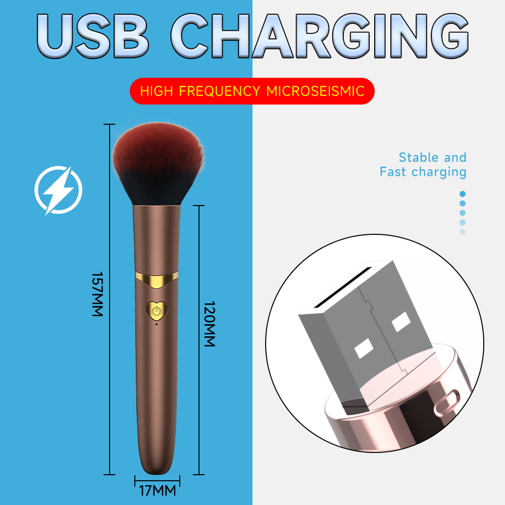 Brocha eléctrica para base 2 en 1, brocha de maquillaje con 7 vibraciones, multifunción, suave, esponjosa, portátil, recargable, herramientas de maquillaje para detalles