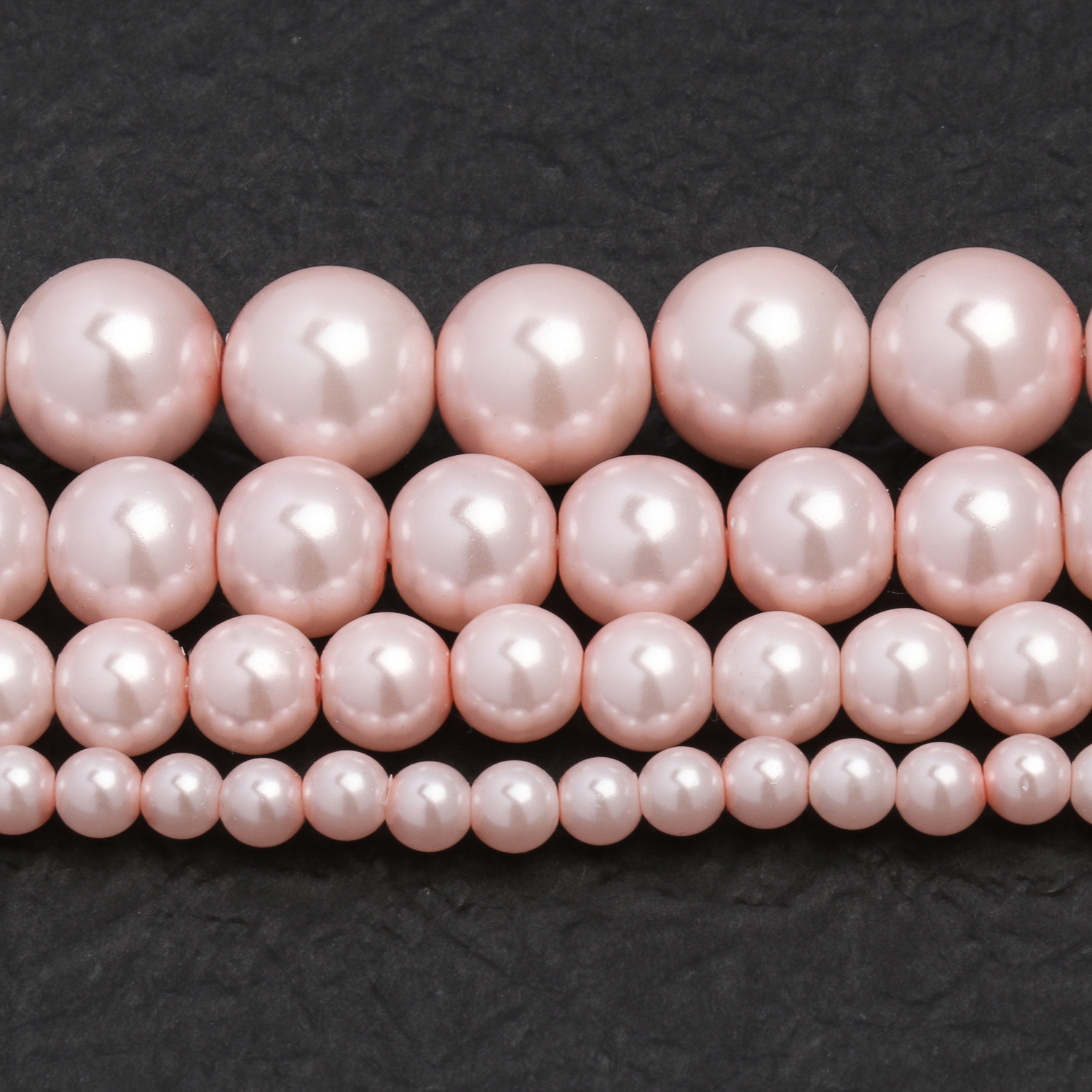 de cuentas de perlas de imitación de vidrio, cuentas espaciadoras de color rosa claro para fabricación de joyería, accesorios de pulsera Diy 4 6 8 10mm