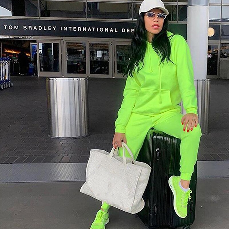 Solid Casual Trainingspak Vrouwen Sport 2 Stuks Set Sweatshirts Trui Truien Pak Thuis Joggingbroek Shorts Outfits: green / L