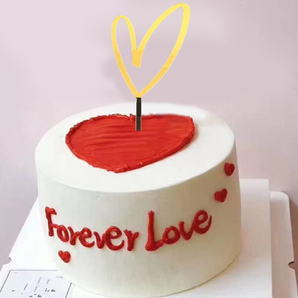1pc Heart Pattern Happy Birthday Acrylic Cake Topper Wedding Cupcake Topper