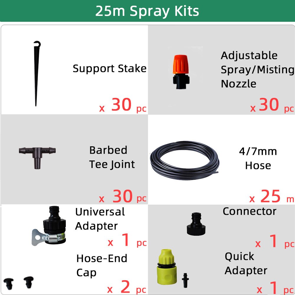 Aqualin 10M/25M/30M Garden 4/7mm Hose Drip Spray Watering Kits Home Yard Dripper Spray Nozzles Irrigation System #26301-12: 26301-2