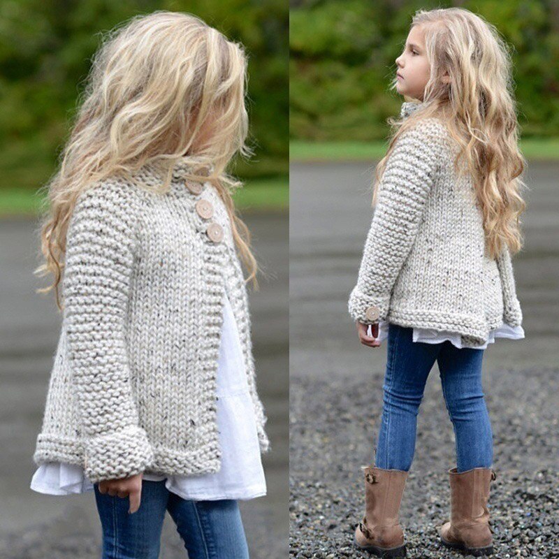Suéteres de bebé para niño pequeño, conjunto de ropa para niña pequeña, suéter tejido con botones, cárdigan, abrigos, Tops, ,