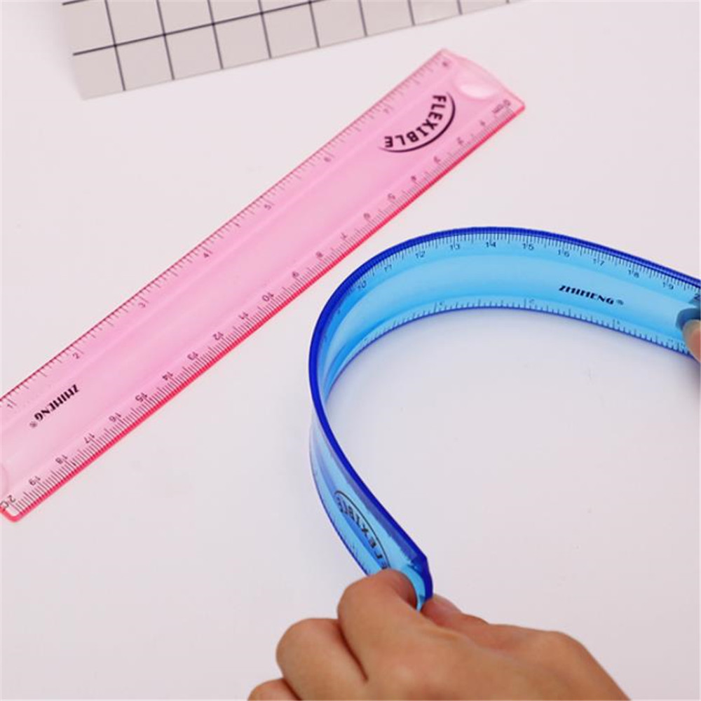 Soft Straight Ruler Students Measurement Ruler Curling Folder Straight Ruler 15/20cm 1PC Color Random