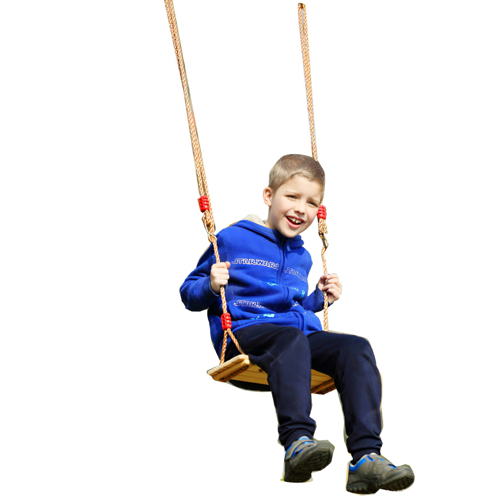 Rope With Rectangle Plastic Seat Swing Kids Hanging Seat With Height Adjustable Ropes Outdoor Play Parent-Children Interaction