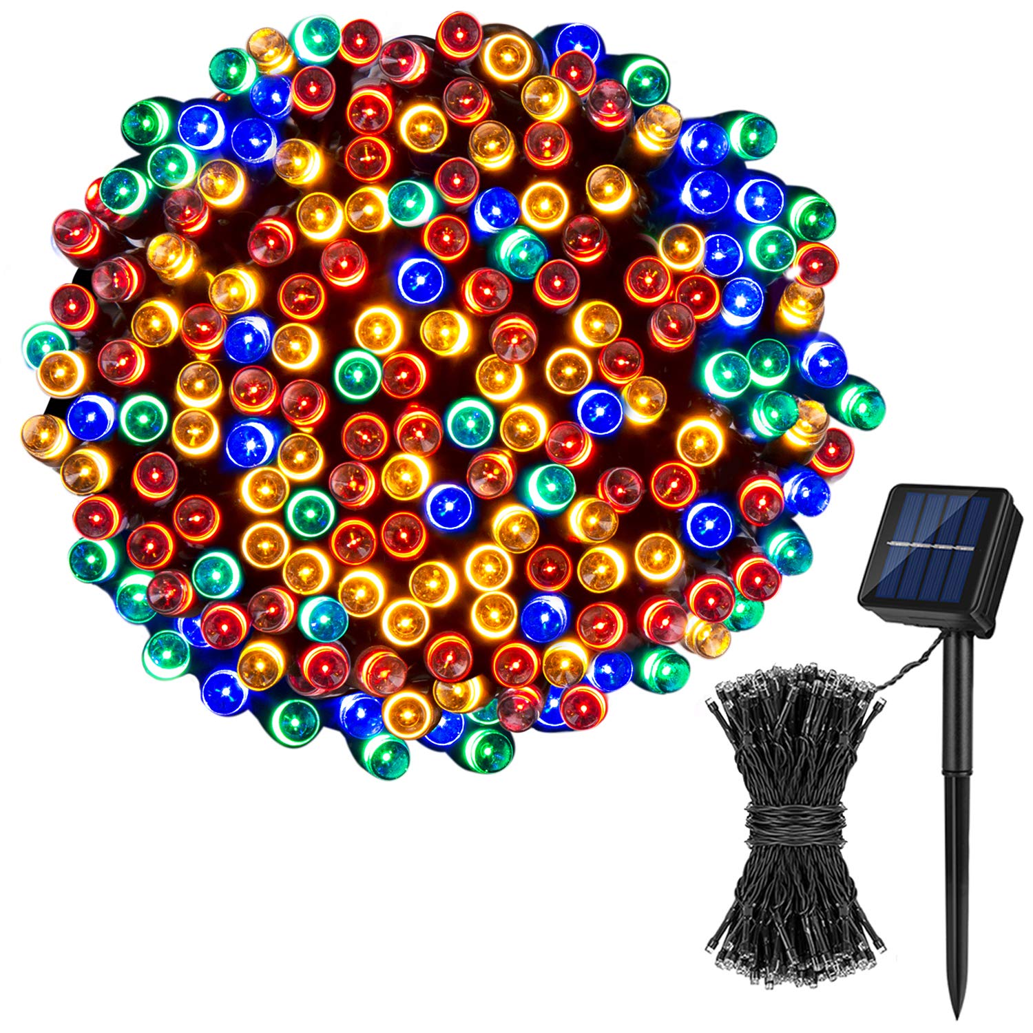 Led-plastläder soldrivna utomhusljusslingor  ip65 vattentäta 8 ljuslägen för julbröllopsdekoration: Rgb / 11-15w