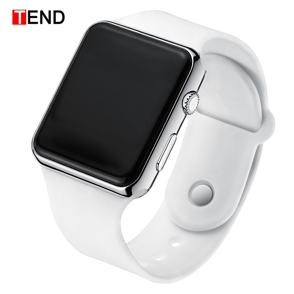 Mode Mannen Sport LED Horloge Digitale Horloge Mannen Horloge Siliconen Elektronische hodinky Saat elektronische digitale klok: White Silver