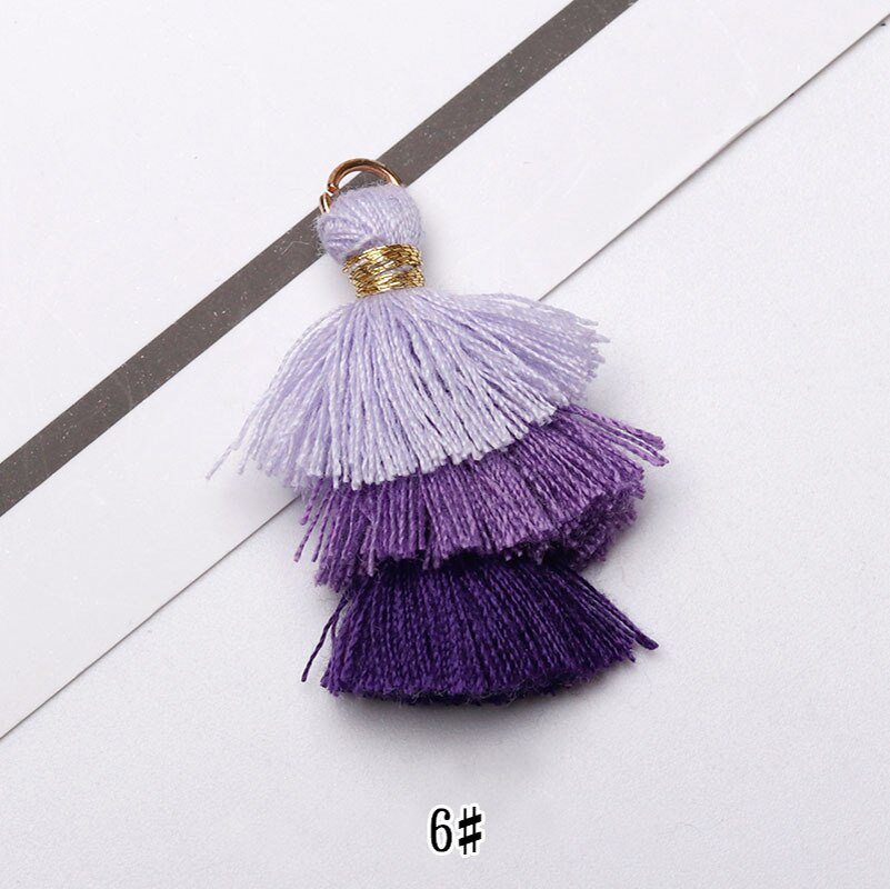 6pcs/lot 35mm three layers Overlapping tassels silk fringe sewing tassel decorative key tassels for curtain home decoration: 06