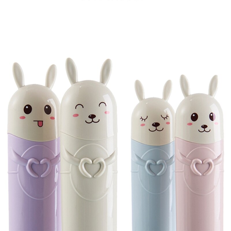 Reistandenborstel, tandpasta opbergtube, schattige konijnentandenborsteldoos, ademende bescherming, stofdicht, anti-vuil doos, wit