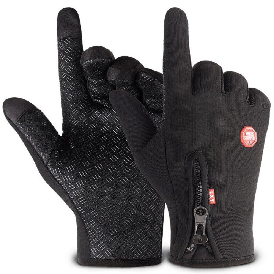 Guantes con cremallera para deportes al aire libre, para bicicleta y senderismo, antideslizantes, resistentes al agua, guantes suaves de abrigo, guantes deportivos para levantamiento de pesas y ejercicio físico