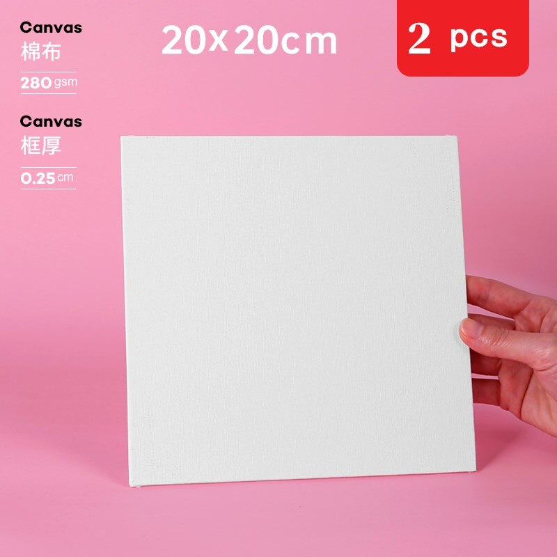 Various size oil painting board white blank square artist canvas oil painting board acrylic paint oil canvas board art supplies: 20x20cm (2pcs)