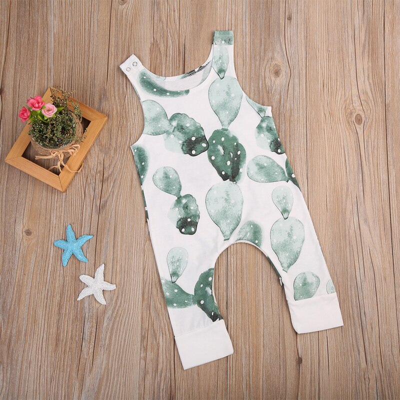 0-24m verão roupas de bebê infantil cactus sem mangas macacão meninos meninas imprimir roupas casuais